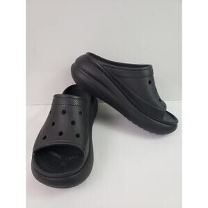 CROCS Classic Crush Slide Mens 6 Womens 8 Black Unisex Platform Beach Summer
